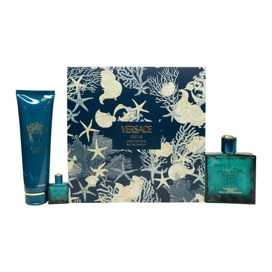 Versace Eros Gift Set 100ml Eau De Parfum + 5ml Eau De Parfum + 150ml Bath & Shower Gel