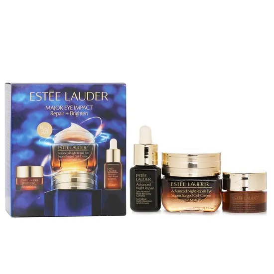 Estée Lauder Major Eye Impact Trio Repair + Brighten Skin Care Set: ANR Eye Supercharged Gel Cream + Repair Serum