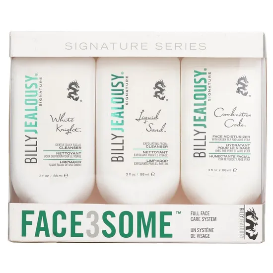Billy Jealousy Face3some Kit: Face Moisturiser 88ml + Exfoliating Facial Cleanser 88ml + Gentle Daily Facial Cleanser 88ml