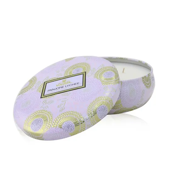 VOLUSPA 3 Wick Decorative Tin Candle Panjore Lychee