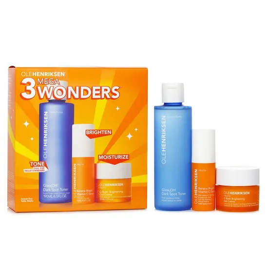 Ole Henriksen 3 Mega Wonders Set: Banana Bright Vitamin C Serum 15ml + Glow2OH Dark Spot Toner 190ml + C-Rush Brightening Gel Creme 35ml