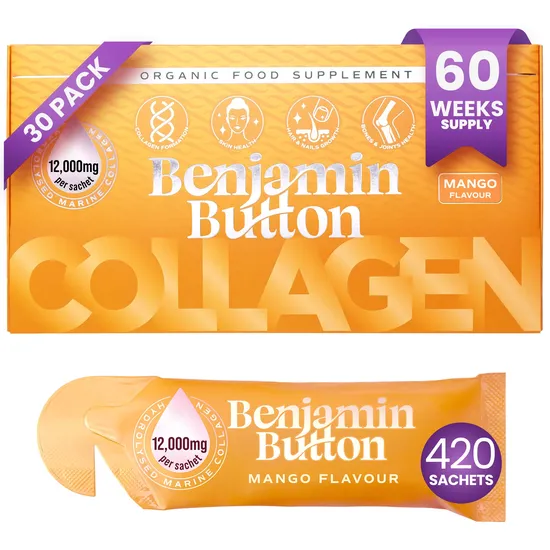 Benjamin Button 420x Mango 12, 000mg Marine Collagen Liquid Sachets