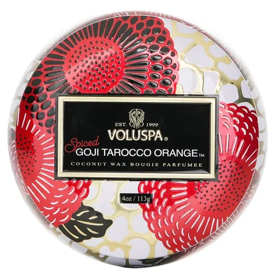 Voluspa Mini Tin Candle Spiced Goji Tarocco Orange