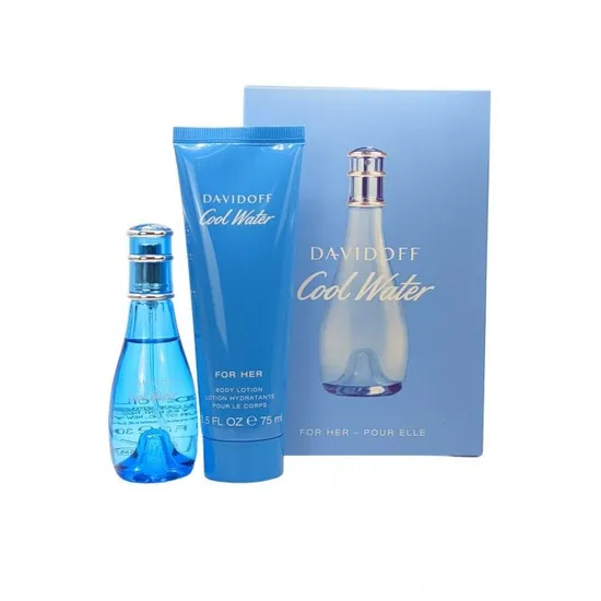 Davidoff Cool Water Woman Gift Set 30ml Eau De Toilette + 75ml Body Lotion