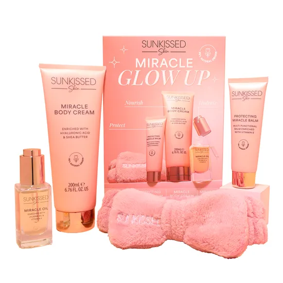 Sunkissed Miracle Glow Up Gift Set 40ml Protective Miracle Balm + 30ml Miracle Oil + 200ml Body Cream + Headband