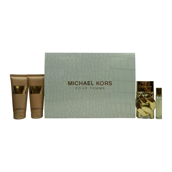 Michael Kors Pour Femme Gift Set 100ml Eau De Parfum + 100ml Body Lotion + 100ml Shower Gel + 10ml Eau De Parfum