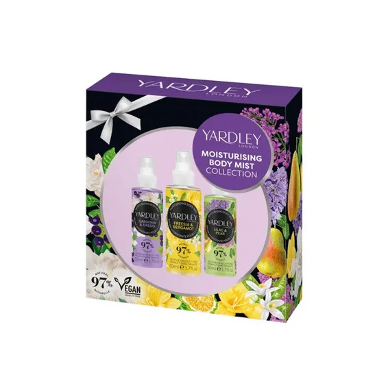 Yardley Moisturising Body Mist Collection Gift Set 50ml Gardenia & Cassis + 50ml Freesia & Bergamot + 50ml Lilac & Pear