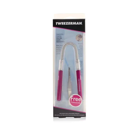 Tweezerman Smooth Finish Facial Hair Remover Pink With Stainless Slant Tweezerette