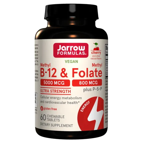 Jarrow Formulas Methyl B12 & Methyl Folate 800mcg Cherry Lozenges