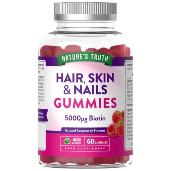Nature's Truth Hair Skin & Nails Biotin 5000ug Raspberry Gummies