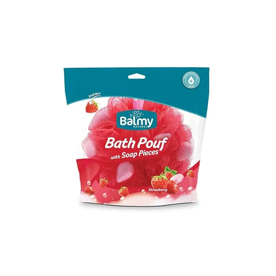 Balmy Naturel Bath Pouffe With Strawberry Soap Pieces