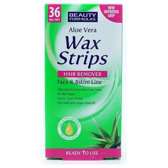 Beauty Formulas Aloe Vera Hair Remover Wax Strips Face & Bikini