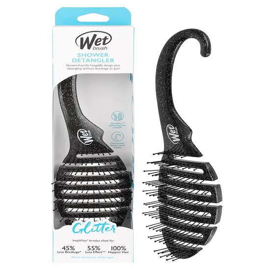 Wet Brush Shower Detangler Black Glitter