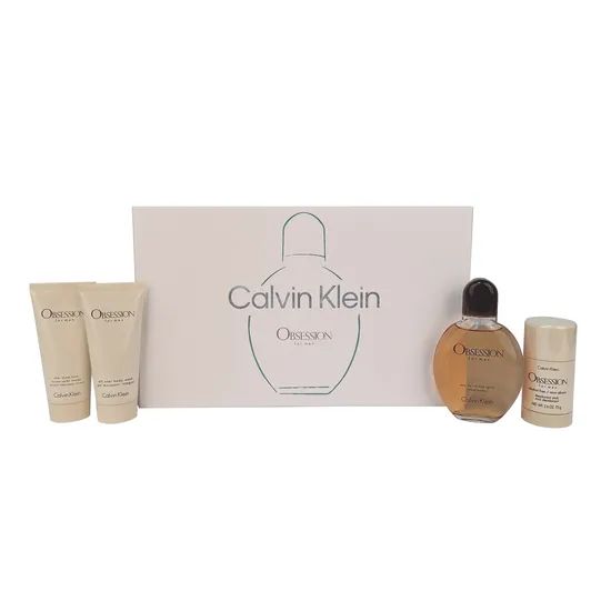 Calvin Klein Obsession Gift Set 125ml Eau De Toilette + 100ml Aftershave Balm + 100ml Shower Gel + 75g Deodorant Stick