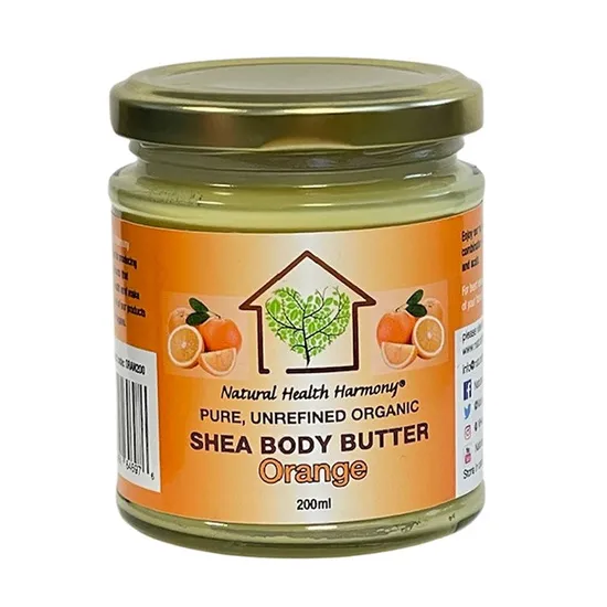 Natural Health Harmony Pure Unrefined Organic Shea Body Butter With Orange 500Ml