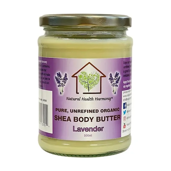 Natural Health Harmony Pure Unrefined Organic Shea Body Butter With Lavender