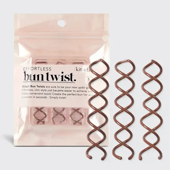 Kitsch Brown Bun Twist 3pc Set