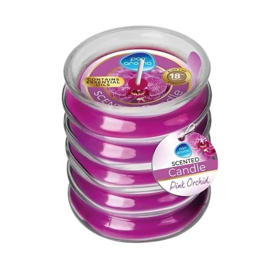 Pan Aroma Ribbed Glass Scented Candle Pink Orchid