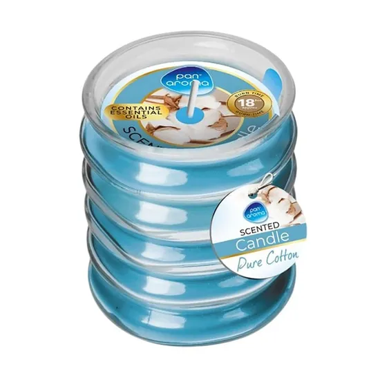 Pan Aroma Ribbed Glass Scented Candle Pure Cotton