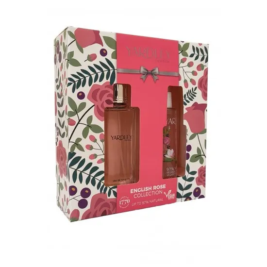 Yardley English Rose Gift Set Eau De Toilette 50ml Fragranced Body Mist 50ml