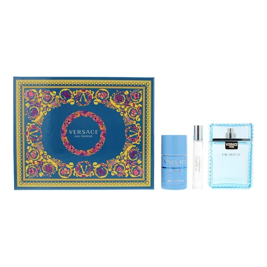 Versace Man Eau Fraiche Gift Set 100Ml Eau De Toilette + 75Ml Deodorant Stick + 10Ml Eau De Toilette