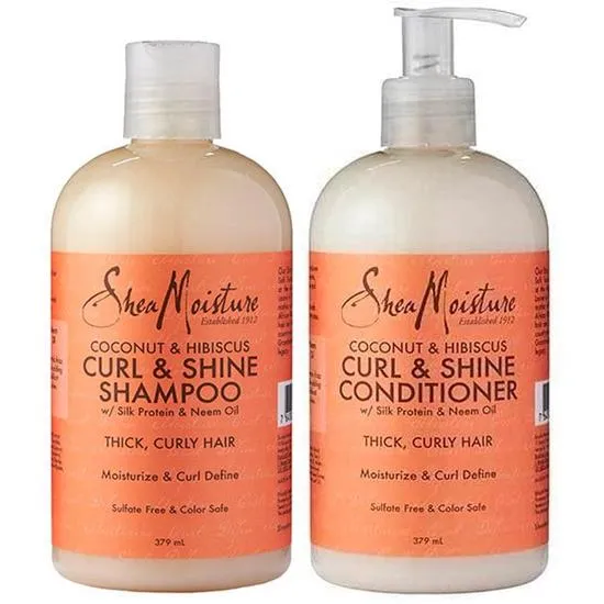Shea Moisture Coconut & Hibiscus Curl & Shine Shampoo & Conditioner Duo Pack