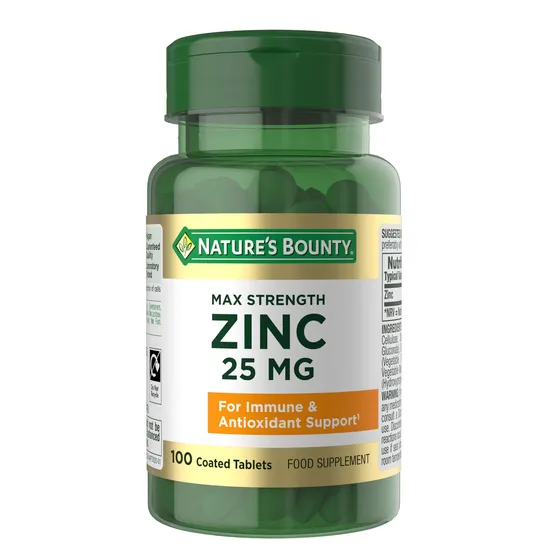 Nature's Bounty Maximum Strength Zinc 25mg Coated Tablets