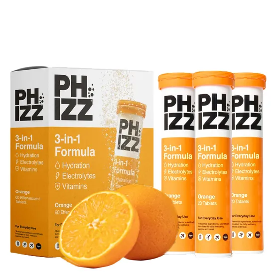 Phizz 3-in-1 Orange Hydration, Electrolytes & Vitamin Tablets