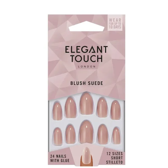 Elegant Touch Blush Suede Nail With Glue