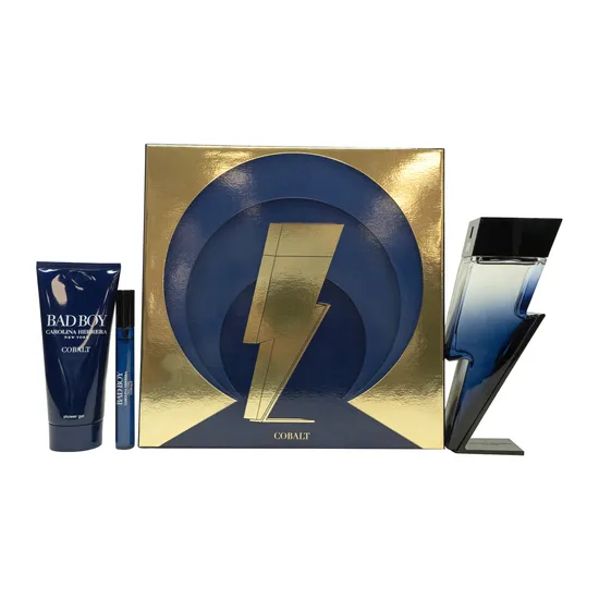 Carolina Herrera Bad Boy Cobalt Gift Set 100ml Eau De Parfum + 100ml Shower Gel + 10ml Eau De Parfum