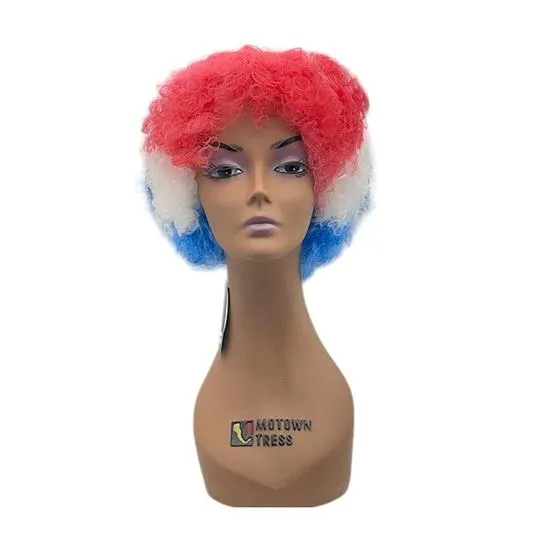 Hairaisers Halloween Costume Party Afro Wig 388a Red White Blue