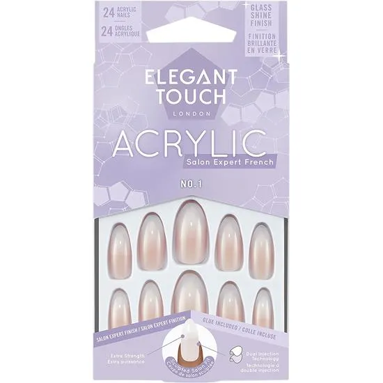 Elegant Touch Acrylic French Stiletto False Nails