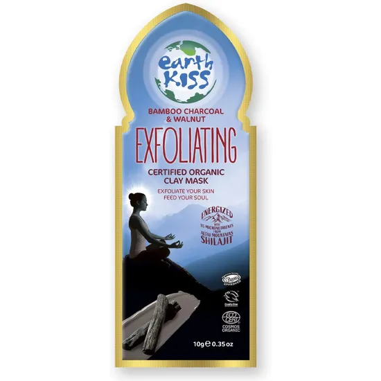 Earth Kiss Inspirations Exfoliating Organic Clay Mask With Shilajit, Bamboo Charcoal & Walnut To Exfoliate Your Skin