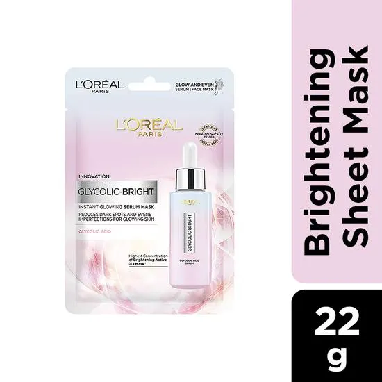 L'oreal Paris Innovation Glycolic Bright Instant Glowing Serum Mask 22G X 5 Sheet