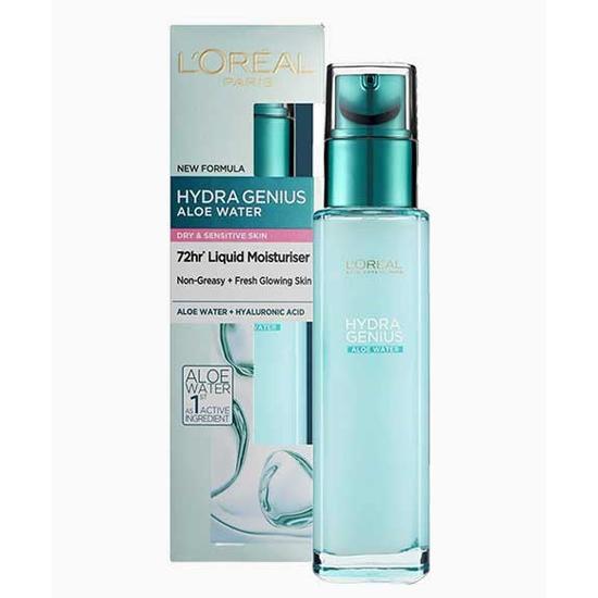 L'Oreal Hydra Genius Aloe Water 72h Liquid Moisturiser For Dry & Sensitive  Skin