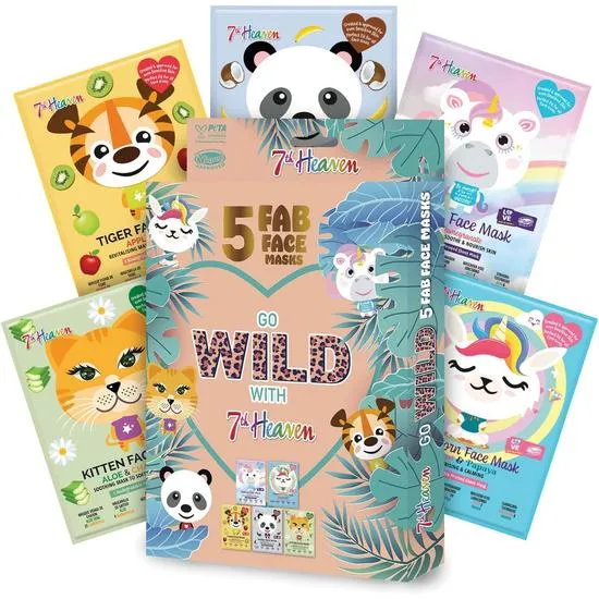 7th Heaven Go Wild Animal Face Sheet Mask Gift Set