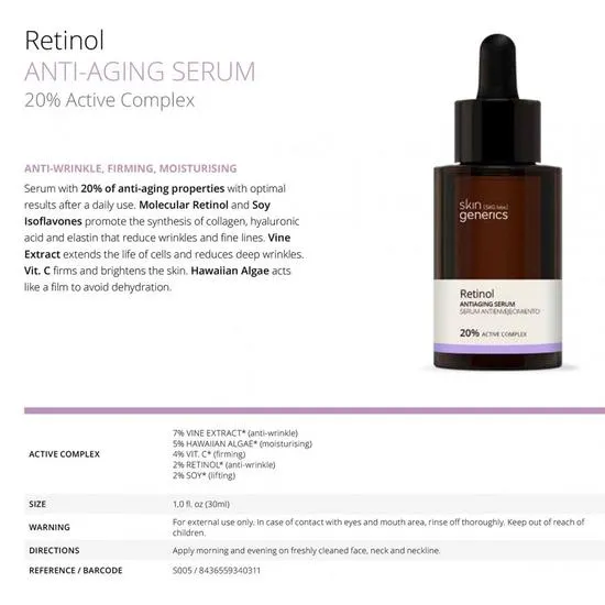 Skin Generics Anti-Ageing Serum Retinol 20% Active Complex