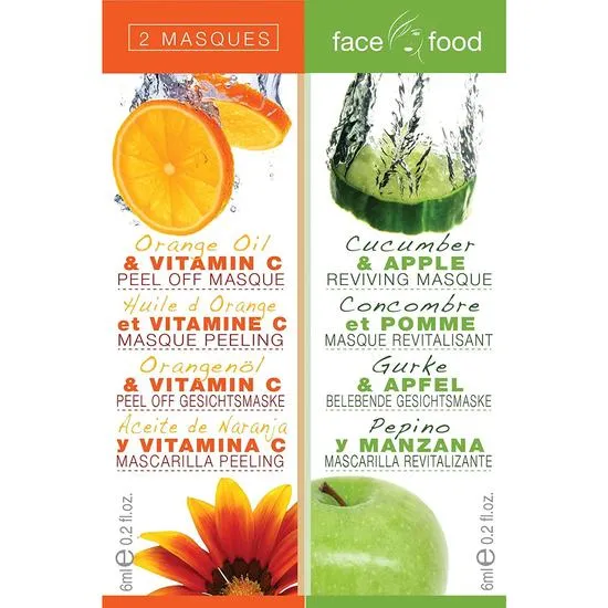 Montagne Jeunesse 7th Heaven Face Food Twin Masks Orange Oil & Vit C Peel Off Mask & Cucumber & Apple Reviving Mask