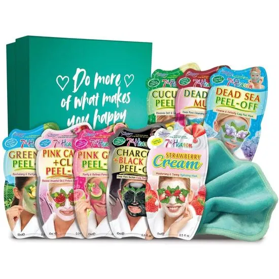 Montagne Jeunesse 7th Heaven Beauty Box Of Treats Gift Pack With 8 Facial Skin Care Masks
