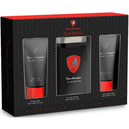 Lamborghini Classico Gift Set 125ml Eau De Toilette + 100ml Aftershave Balm + 100ml Shower Gel