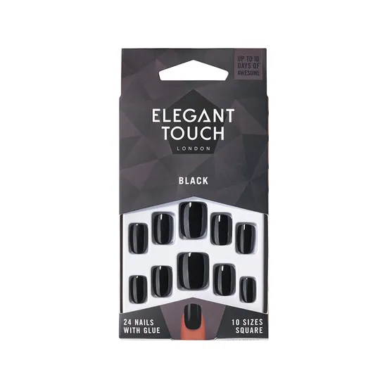 Elegant Touch Black Nail With Glue