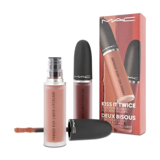 MAC Powder Kiss Liquid Lipstick Duo Red & Nude Set