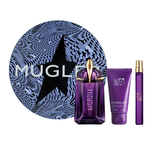 Mugler Alien Eau De Parfum 60ml, Eau De Parfum 10ml Travel Spray + Body Lotion 50ml Gift Set