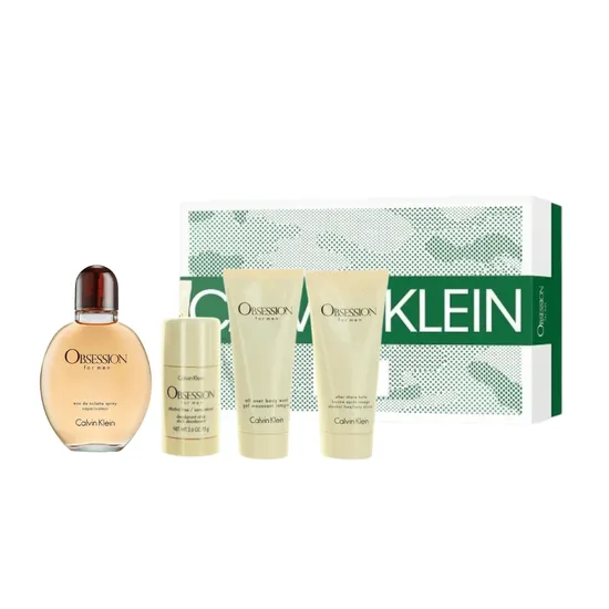 Calvin Klein Obsession Gift Set 125ml Eau De Toilette + 100ml Aftershave Balm + 100ml Shower Gel + 75g Deodorant Stick
