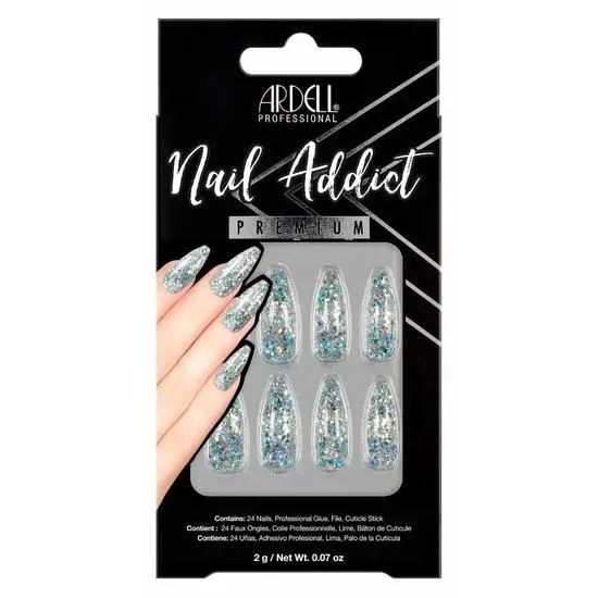 Ardell Nail Addict Premium Nails Blue Jewelled Glitter