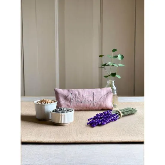 The Norfolk Eye Pillow Company Namaste Embroidered Linen & Lavender Eye Pillow Pink / Lavender