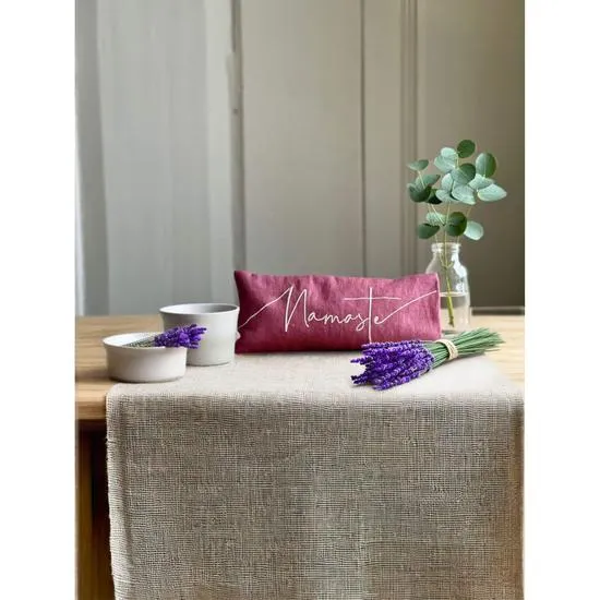The Norfolk Eye Pillow Company Namaste Embroidered Linen & Lavender Eye Pillow Red / Lavender
