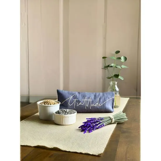 The Norfolk Eye Pillow Company Gratitude Embroidered Linen & Lavender Eye Pillow