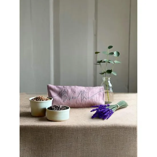 The Norfolk Eye Pillow Company Breathe Embroidered Linen & Lavender Eye Pillow Pink / Lavender