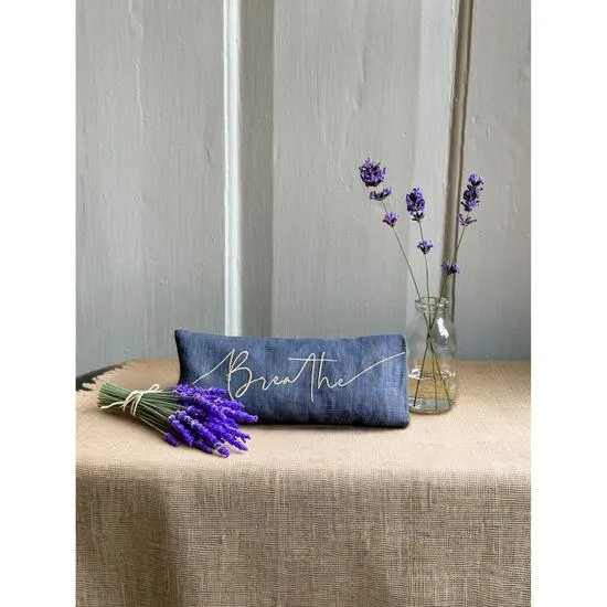 The Norfolk Eye Pillow Company Breathe Embroidered Linen & Lavender Eye Pillow